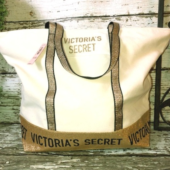 VICTORIA'S SECRET Handbags - NWT Victoria's Secret Canvas Tote w Bling Handles
